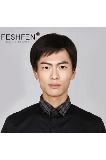 FESHFEN中老年男士真發(fā)假發(fā)短直發(fā)真人發(fā)絲逼真自然商務(wù)男士頭套